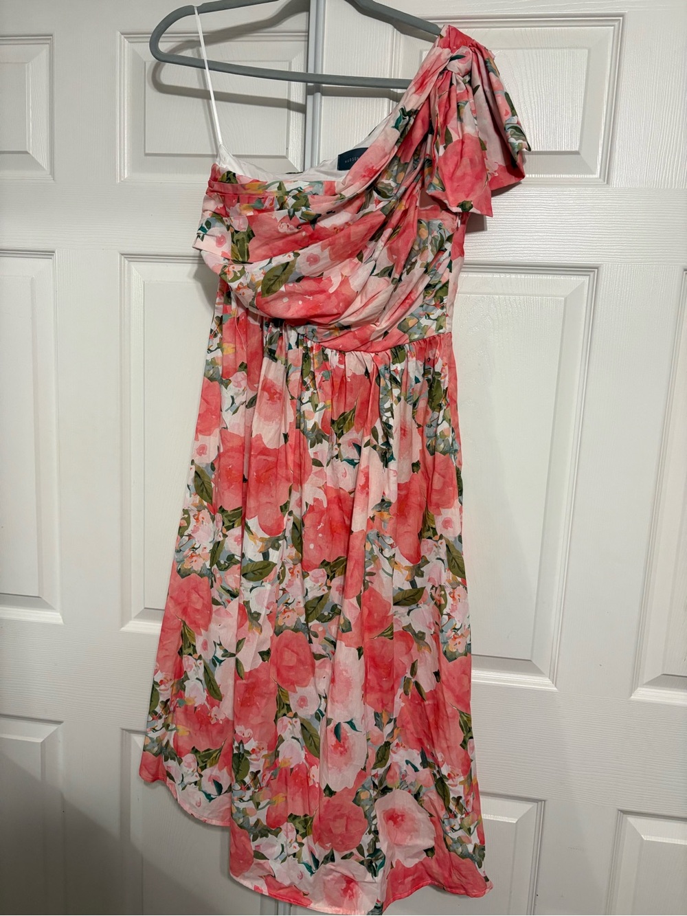 Pink one shoulder floral dress